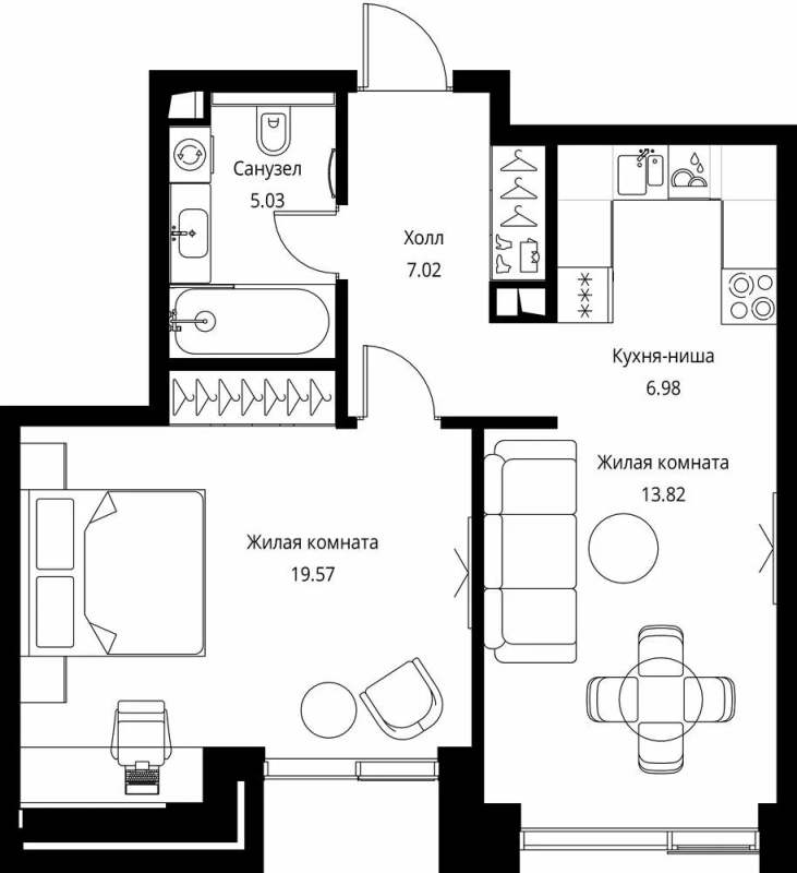 2 ккв (Евро) 52,4 м²