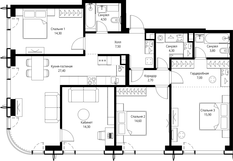 5 ккв (Евро) 116,3 м²