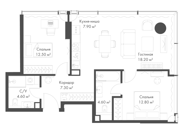 3 ккв (Евро) 67,9 м²