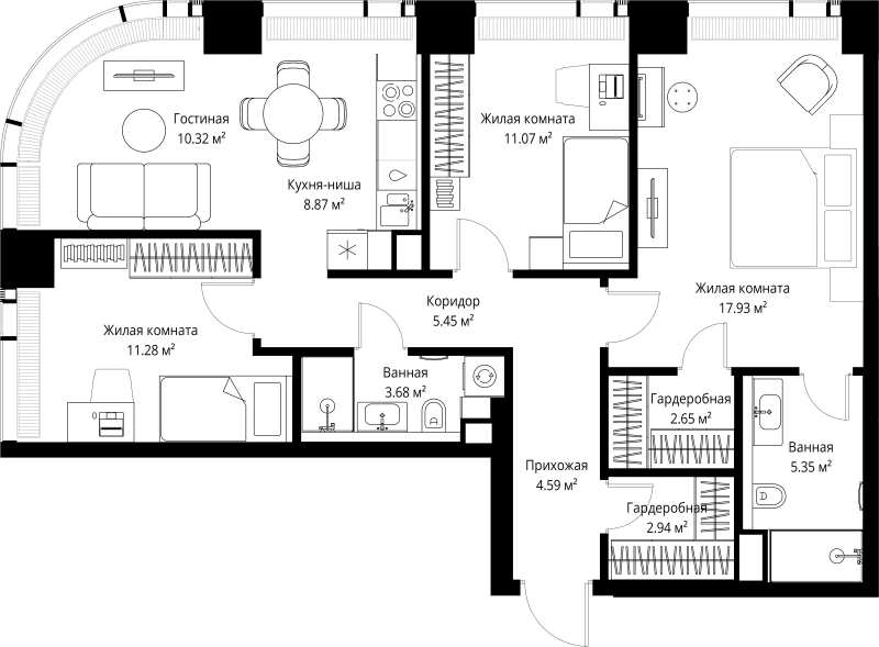 4 ккв (Евро) 84,1 м²