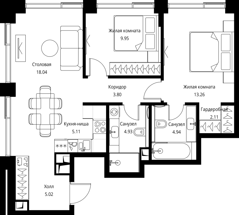 3 ккв (Евро) 67,2 м²