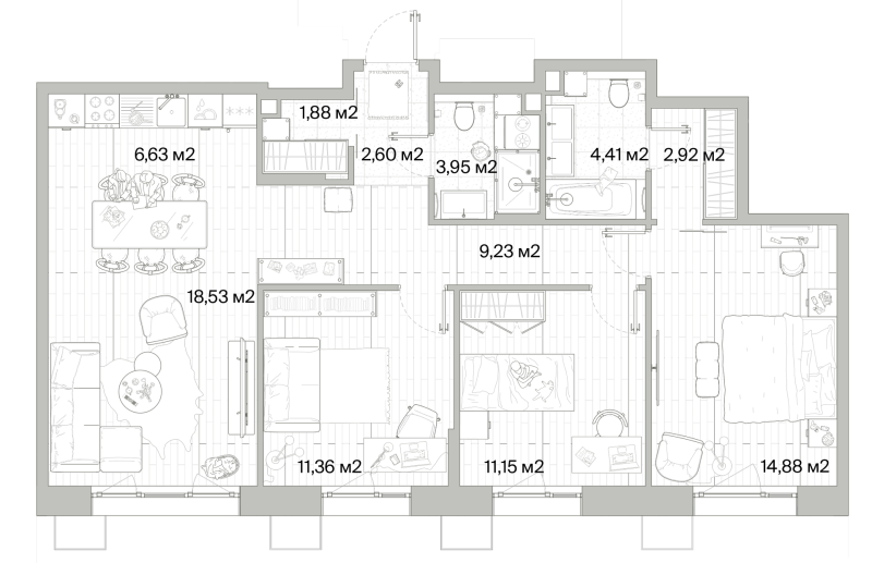 4 ккв (Евро) 87,5 м²