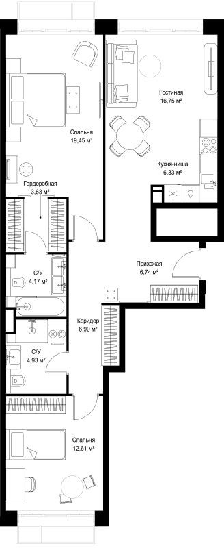 3 ккв (Евро) 81,5 м²