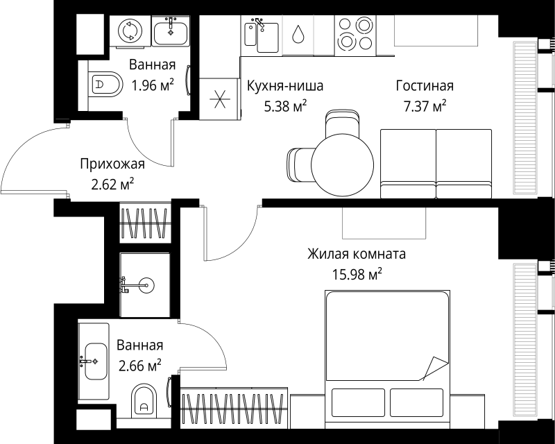 1 ккв 36 м²