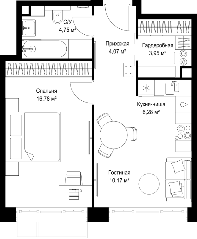 2 ккв (Евро) 46 м²