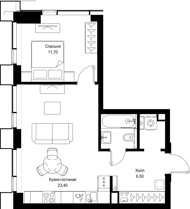 2 ккв (Евро) 46,6 м²