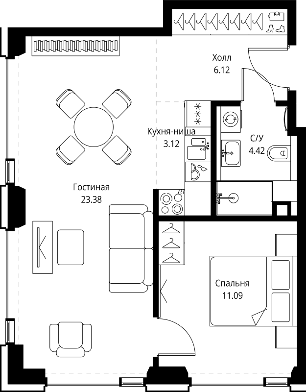 2 ккв (Евро) 48,1 м²