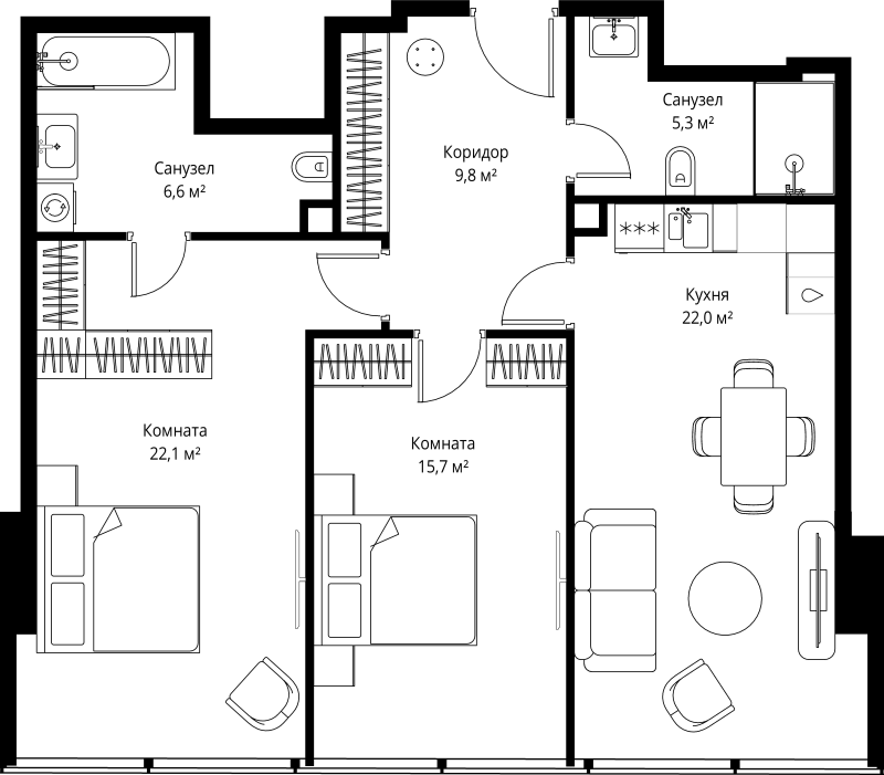 3 ккв (Евро) 81,5 м²