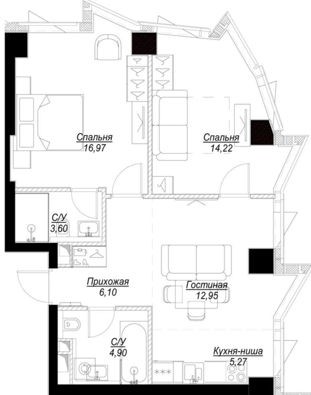 3 ккв (Евро) 63,7 м²