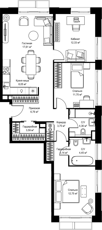 4 ккв (Евро) 88,5 м²