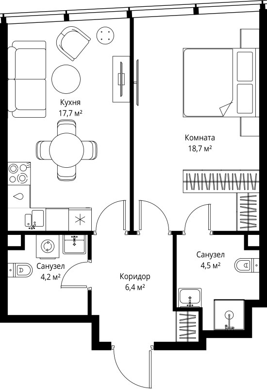 2 ккв (Евро) 51,5 м²