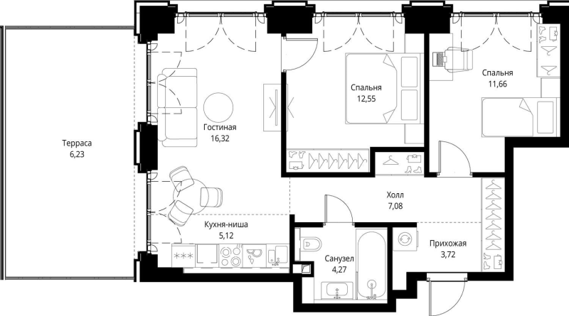 4 ккв (Евро) 67 м²