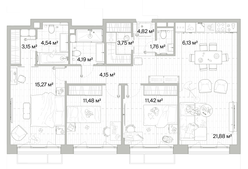 4 ккв (Евро) 92,5 м²
