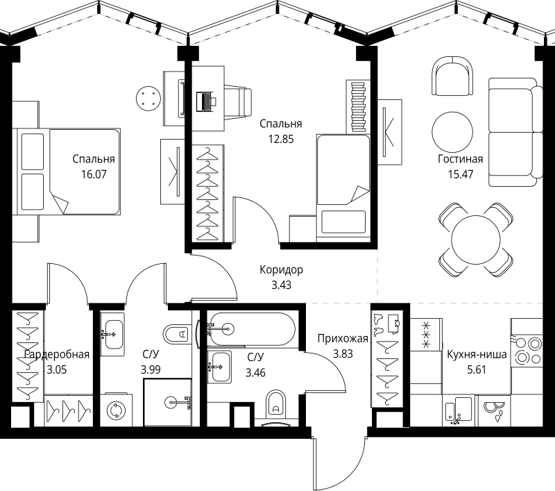 3 ккв (Евро) 67,8 м²