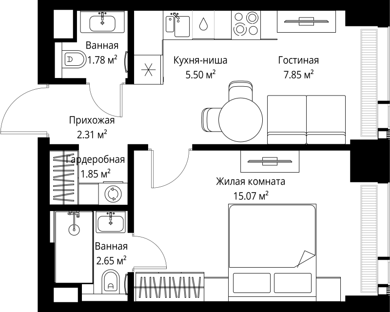 1 ккв 37 м²