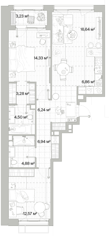 3 ккв (Евро) 77,9 м²