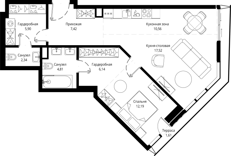 2 ккв (Евро) 69,8 м²