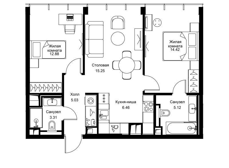 3 ккв (Евро) 62,4 м²