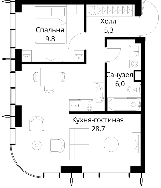 2 ккв (Евро) 49,8 м²