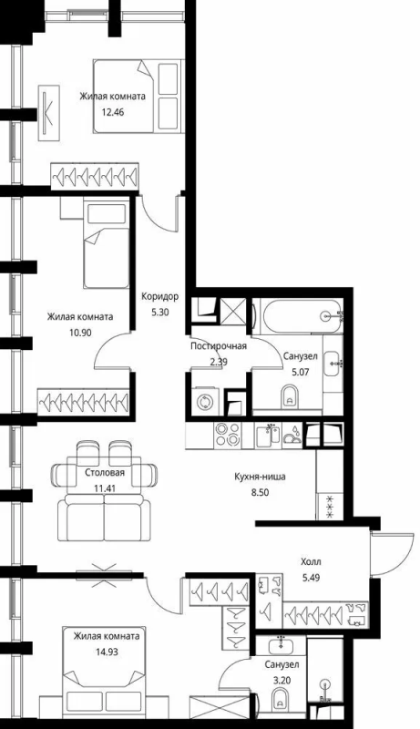 4 ккв (Евро) 79,7 м²