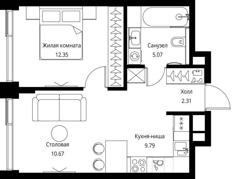 2 ккв (Евро) 40,2 м²