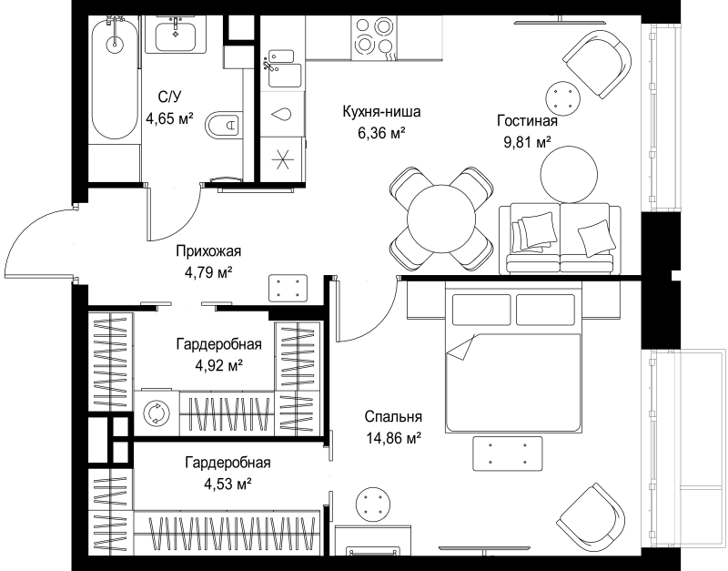 2 ккв (Евро) 49,9 м²