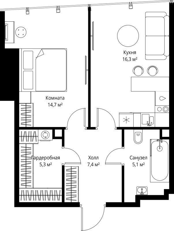 2 ккв (Евро) 48,8 м²