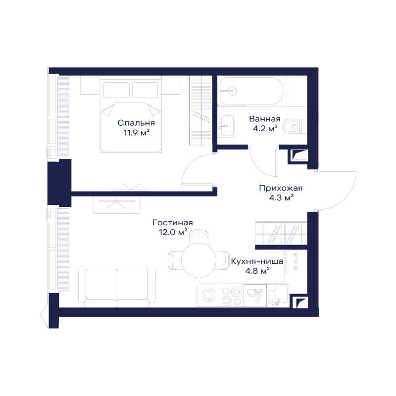 2 ккв (Евро) 37 м²