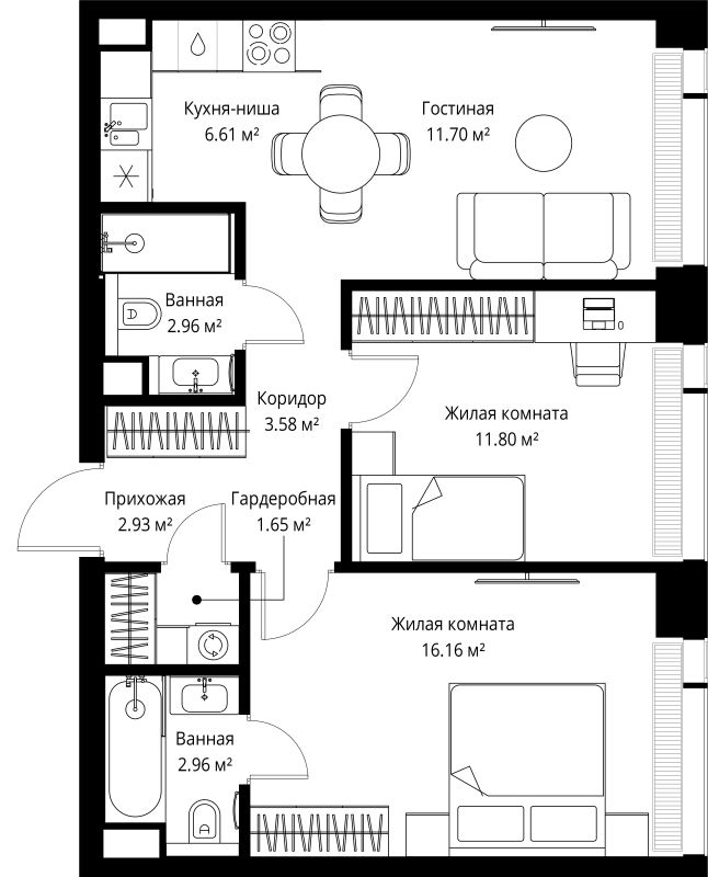 3 ккв (Евро) 60,4 м²