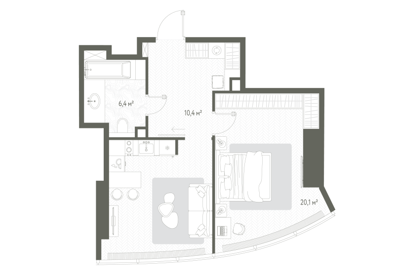 2 ккв (Евро) 53,8 м²