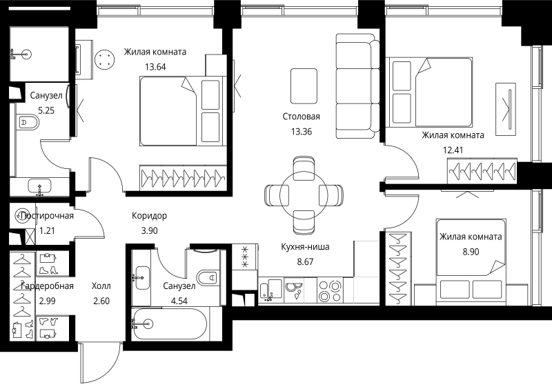 4 ккв (Евро) 77,5 м²