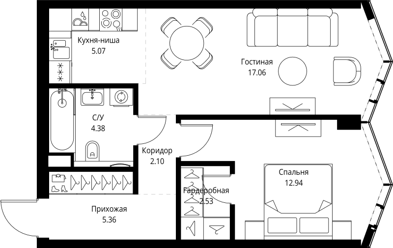 2 ккв (Евро) 49,4 м²