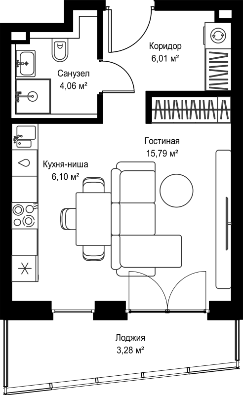 Студия 35,2 м²