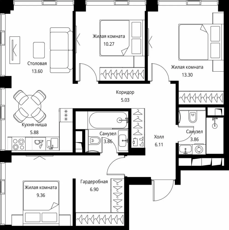 4 ккв (Евро) 78,2 м²