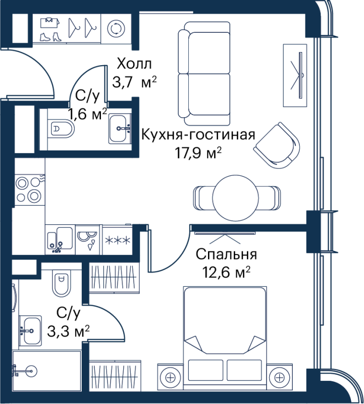 2 ккв (Евро) 39,1 м²
