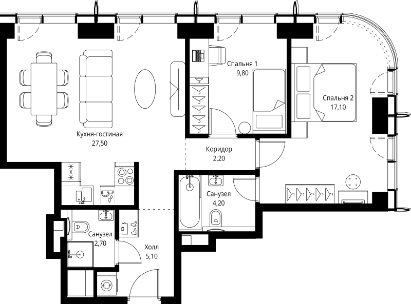 3 ккв (Евро) 68,6 м²