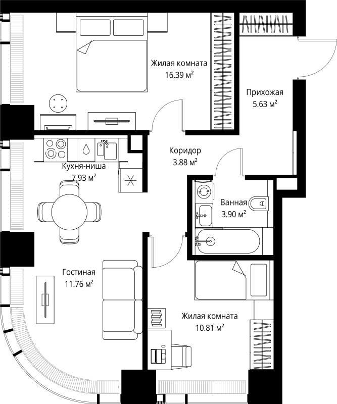 3 ккв (Евро) 60,3 м²