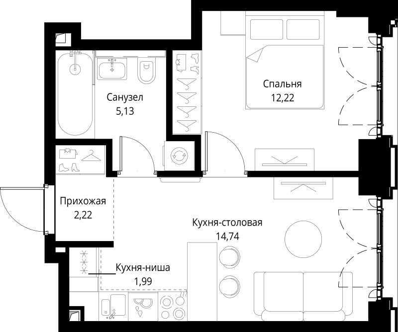 2 ккв (Евро) 36,3 м²