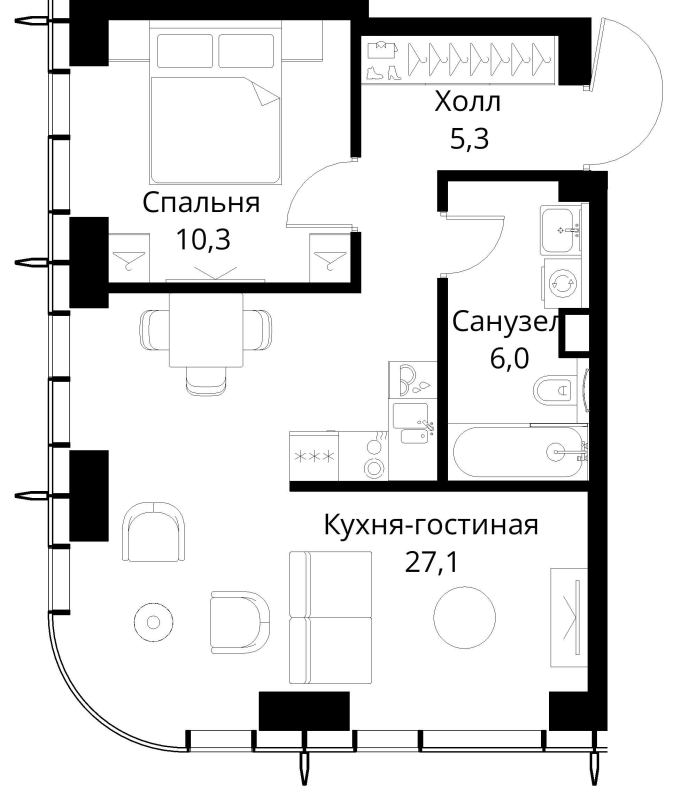 2 ккв (Евро) 48,7 м²
