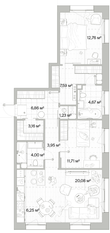 3 ккв (Евро) 82,3 м²