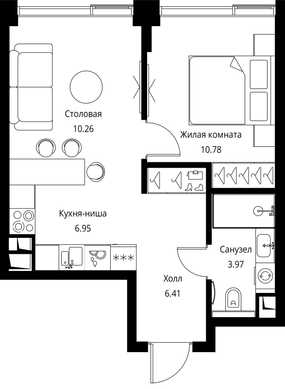 2 ккв (Евро) 38,4 м²