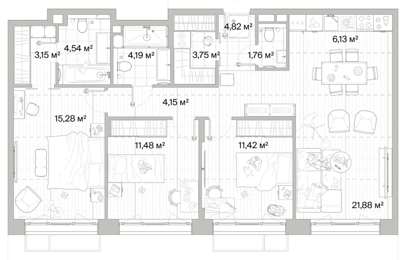 4 ккв (Евро) 92,6 м²