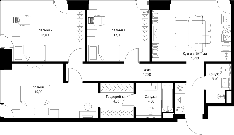 4 ккв (Евро) 85,5 м²