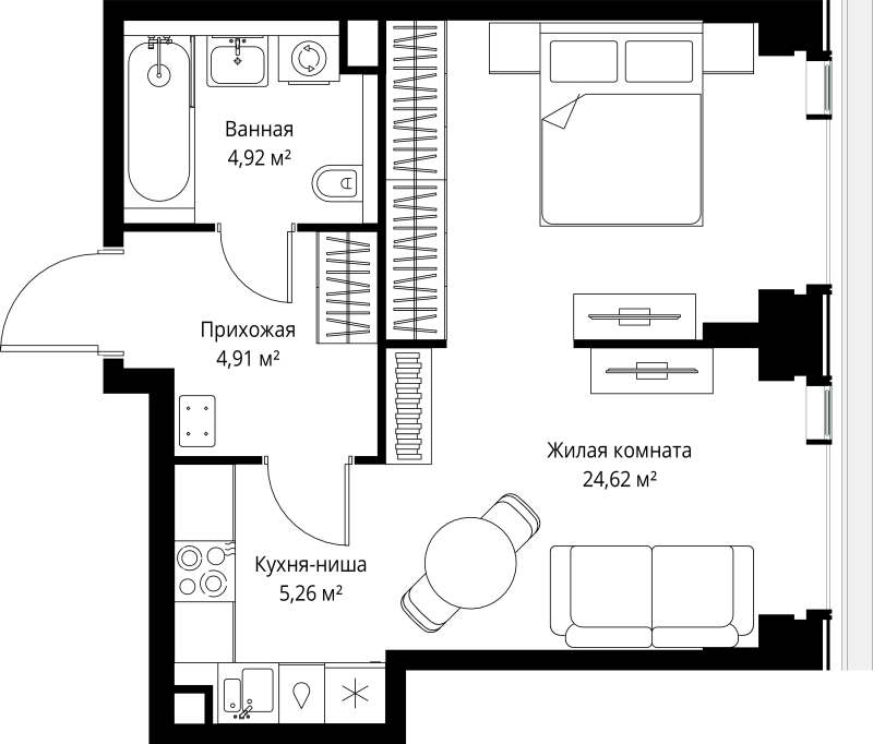 2 ккв (Евро) 39,7 м²