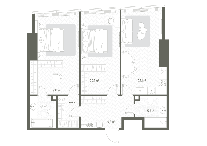 3 ккв (Евро) 90,4 м²