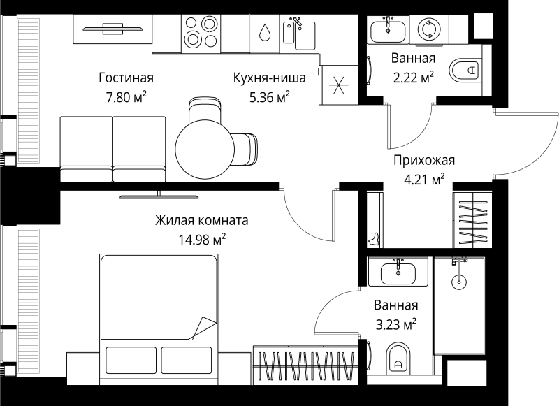 1 ккв 37,8 м²