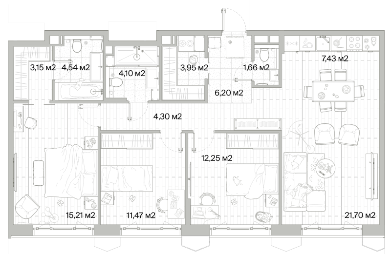 4 ккв (Евро) 96 м²