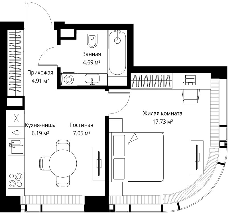 1 ккв 40,6 м²