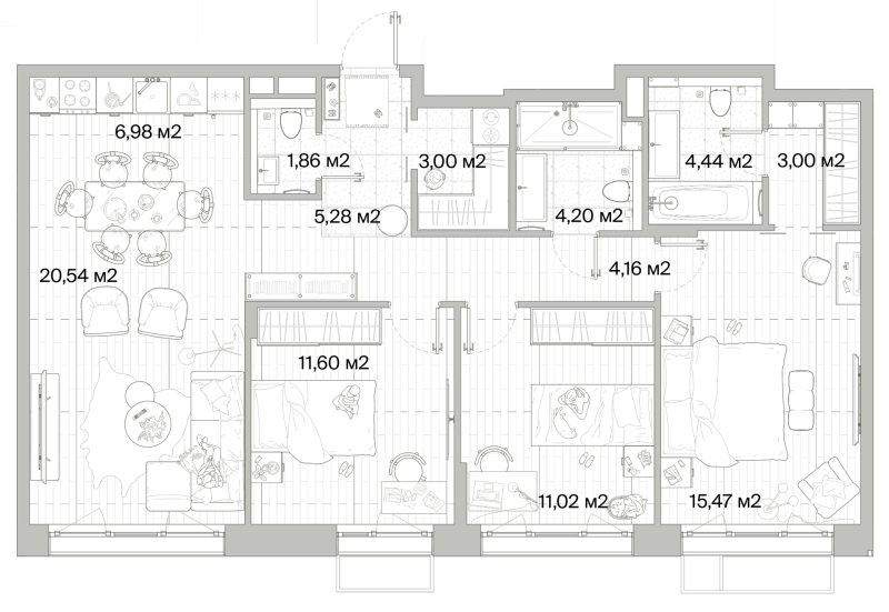 4 ккв (Евро) 91,6 м²