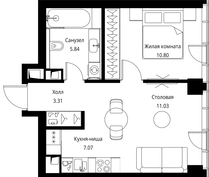 2 ккв (Евро) 38,1 м²